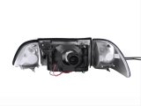 ANZO 1987-1993 Ford Mustang Crystal Headlights Black w/ Corner Lights 3pc thumbnail 2