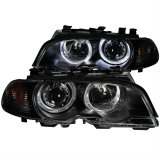 ANZO 2000-2003 BMW 3 Series E46 Projector Headlights w/ Halo Black thumbnail 1