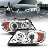 ANZO 2006-2008 BMW 3 Series E90-E91 Projector Headlights w/ Halo w/ LED Bar Chrome (CCFL) thumbnail 4