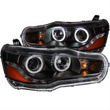 ANZO 2008-2015 Mitsubishi Lancer Projector Headlights w/ Halo Black (CCFL) thumbnail 1