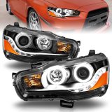 ANZO 2008-2015 Mitsubishi Lancer Projector Headlights w/ Halo Black (CCFL) thumbnail 6