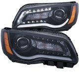 ANZO 2011-2014 Chrysler 300 Projector Headlights w/ Plank Style Design Black thumbnail 4