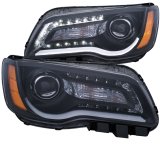 ANZO 2011-2014 Chrysler 300 Projector Headlights w/ Plank Style Design Black thumbnail 5