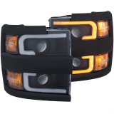 ANZO Projector Headlights 15-17 Chevrolet Silverado 2500HD / 3500HD Black w/ Black Rim thumbnail 2