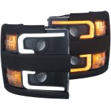 ANZO Projector Headlights 15-17 Chevrolet Silverado 2500HD / 3500HD Black w/ Black Rim thumbnail 6
