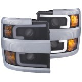 ANZO Projector Headlights 15-17 Chevrolet Silverado 2500HD / 3500HD Black w/ Chrome Rim thumbnail 8