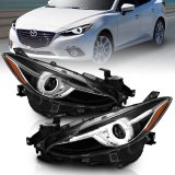 ANZO Projector Headlights With Halo Black w/Amber 14-17 Mazda 3 thumbnail 5