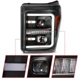 ANZO 2011-2016 Ford F250 Projector Headlights w/ Plank Style Switchback Black w/ Amber thumbnail 1