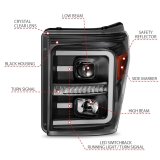 ANZO 2011-2016 Ford F250 Projector Headlights w/ Plank Style Switchback Black w/ Amber thumbnail 4