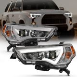 ANZO 14-18 Toyota 4 Runner Plank Style Projector Headlights Chrome w/ Amber thumbnail 1