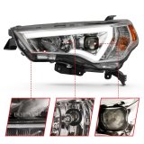 ANZO 14-18 Toyota 4 Runner Plank Style Projector Headlights Chrome w/ Amber thumbnail 3