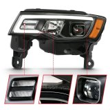 ANZO 2017-2018 Jeep Grand Cherokee Projector Headlights w/ Plank Style Switchback - Black w/ Amber thumbnail 6