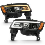 ANZO 2017-2018 Jeep Grand Cherokee Projector Headlights w/ Plank Style Switchback - Black w/ Amber thumbnail 8