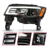 ANZO 2017-2018 Jeep Grand Cherokee Projector Headlights w/ Plank Style Switchback - Black w/ Amber thumbnail 9