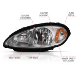 ANZO 2001-2005 Chrysler Pt Cruiser Crystal Headlight Chrome Amber (OE) thumbnail 8