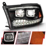 ANZO 2009-2018 Dodge Ram 1500 Led Projector Plank Style Switchback H.L Halo Black Amber (OE Style) thumbnail 2