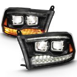 ANZO 2009-2018 Dodge Ram 1500 Led Projector Plank Style Switchback H.L Halo Black Amber (OE Style) thumbnail 3