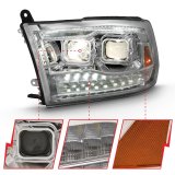 ANZO 2009-2018 Dodge Ram 1500 Projector H.L. Switchback Chrome Amber thumbnail 2