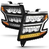 ANZO 15-20 Chevy Tahoe/Suburban LED Light Bar Style Headlights Black w/Sequential w/DRL w/Amber thumbnail 2