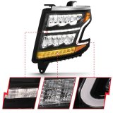 ANZO 15-20 Chevy Tahoe/Suburban LED Light Bar Style Headlights Black w/Sequential w/DRL w/Amber thumbnail 4
