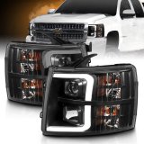 ANZO 07-13 Chevrolet Silverado 3500 Projector Headlights - Black Amber thumbnail 1