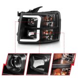 ANZO 07-13 Chevrolet Silverado 3500 Projector Headlights - Black Amber thumbnail 2