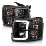ANZO 07-13 Chevrolet Silverado 3500 Projector Headlights - Black Amber thumbnail 3