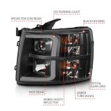 ANZO 07-13 Chevrolet Silverado 3500 Projector Headlights - Black Amber thumbnail 5