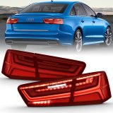 ANZO 2012-2018 Audi A6 LED Taillight Black Housing Red/Clear Lens 4 pcs (Sequential Signal) thumbnail 1
