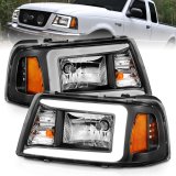 ANZO 2001-2011 Ford Ranger Crystal Headlights w/ Light Bar Black Housing thumbnail 7