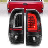 ANZO 1997-2003 Ford F-150 LED Tail Lights w/ Light Bar Black Housing Clear Lens thumbnail 1