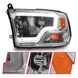 ANZO 2009-2018 Dodge Ram 1500/ 2500/ 3500 Crystal Headlights w/ Light Bar Chrome Housing thumbnail 5