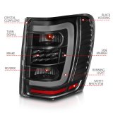 ANZO 1999-2004 Jeep Grand Cherokee LED Tail Lights w/ Light Bar Black Housing Clear Lens thumbnail 3