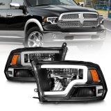 ANZO 2009-2020 Dodge Ram 1500 Full LED Square Projector Headlights w/ Chrome Housing Black Amber thumbnail 1