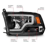ANZO 2009-2020 Dodge Ram 1500 Full LED Square Projector Headlights w/ Chrome Housing Black Amber thumbnail 4