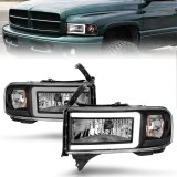 ANZO 94-02 Dodge RAM Crystal Headlight - w/ Light Bar Black Housing thumbnail 1