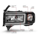 ANZO 94-02 Dodge RAM Crystal Headlight - w/ Light Bar Black Housing thumbnail 4