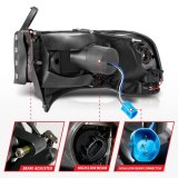 ANZO 94-02 Dodge RAM Crystal Headlight - w/ Light Bar Black Housing thumbnail 8