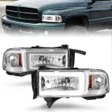 ANZO 94-02 Dodge RAM Crystal Headlight - w/ Light Bar Chrome Housing thumbnail 1