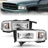 ANZO 94-02 Dodge RAM Crystal Headlight - w/ Light Bar Chrome Housing thumbnail 2