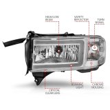 ANZO 94-02 Dodge RAM Crystal Headlight - w/ Light Bar Chrome Housing thumbnail 4