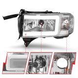 ANZO 94-02 Dodge RAM Crystal Headlight - w/ Light Bar Chrome Housing thumbnail 8
