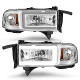 ANZO 94-02 Dodge RAM Crystal Headlight - w/ Light Bar Chrome Housing thumbnail 9
