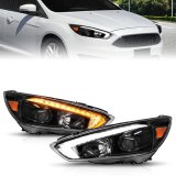 ANZO 15-18 Ford Focus Projector Headlights - w/ Light Bar Switchback Black Housing thumbnail 1