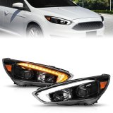 ANZO 15-18 Ford Focus Projector Headlights - w/ Light Bar Switchback Black Housing thumbnail 3
