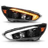ANZO 15-18 Ford Focus Projector Headlights - w/ Light Bar Switchback Black Housing thumbnail 4