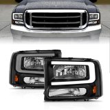 ANZO 99-04 Ford F250/F350/F450/Excursion (excl. 99) Crystal Headlights - w/ Light Bar Black Housing thumbnail 2