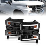 ANZO 19-22 Chevrolet Silverado 1500 LED Proj HL w/Lgt Bar SwBk Seq. Blk w/In. Light - Passenger Side thumbnail 2