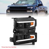 ANZO 19-22 Chevrolet Silverado 1500 LED Proj HL w/Lgt Bar SwBk Seq. Blk w/In. Light - Driver Side ON thumbnail 1