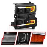 ANZO 19-22 Chevrolet Silverado 1500 LED Proj HL w/Lgt Bar SwBk Seq. Blk w/In. Light - Driver Side ON thumbnail 8